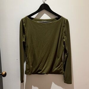 Banana Republic Olive Green Long-Sleeve Boatneck Top